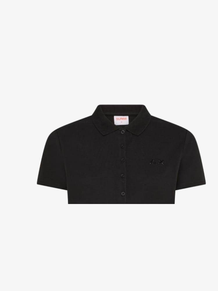 Sun68 polo nera donna logo con strass
