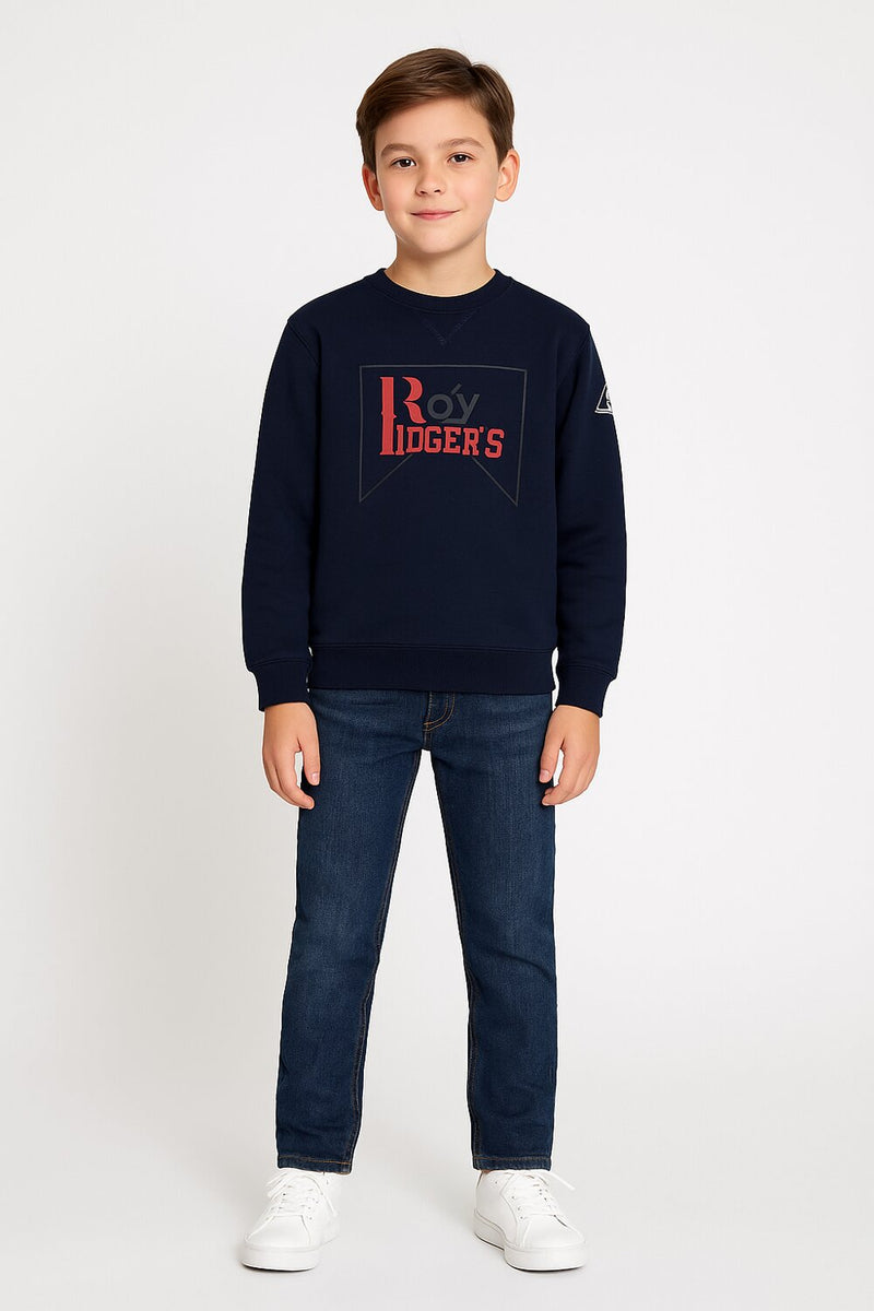 Roy Rogers felpa ragazzo blu cotone stampa logo frontale - BLU | CammarataMode