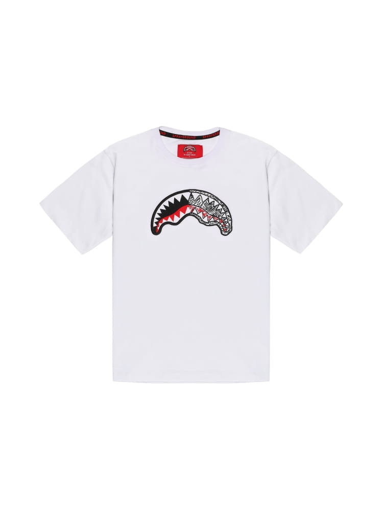Sprayground t-shirt kids/junior in cotone bianco con stampa bocca di squalo