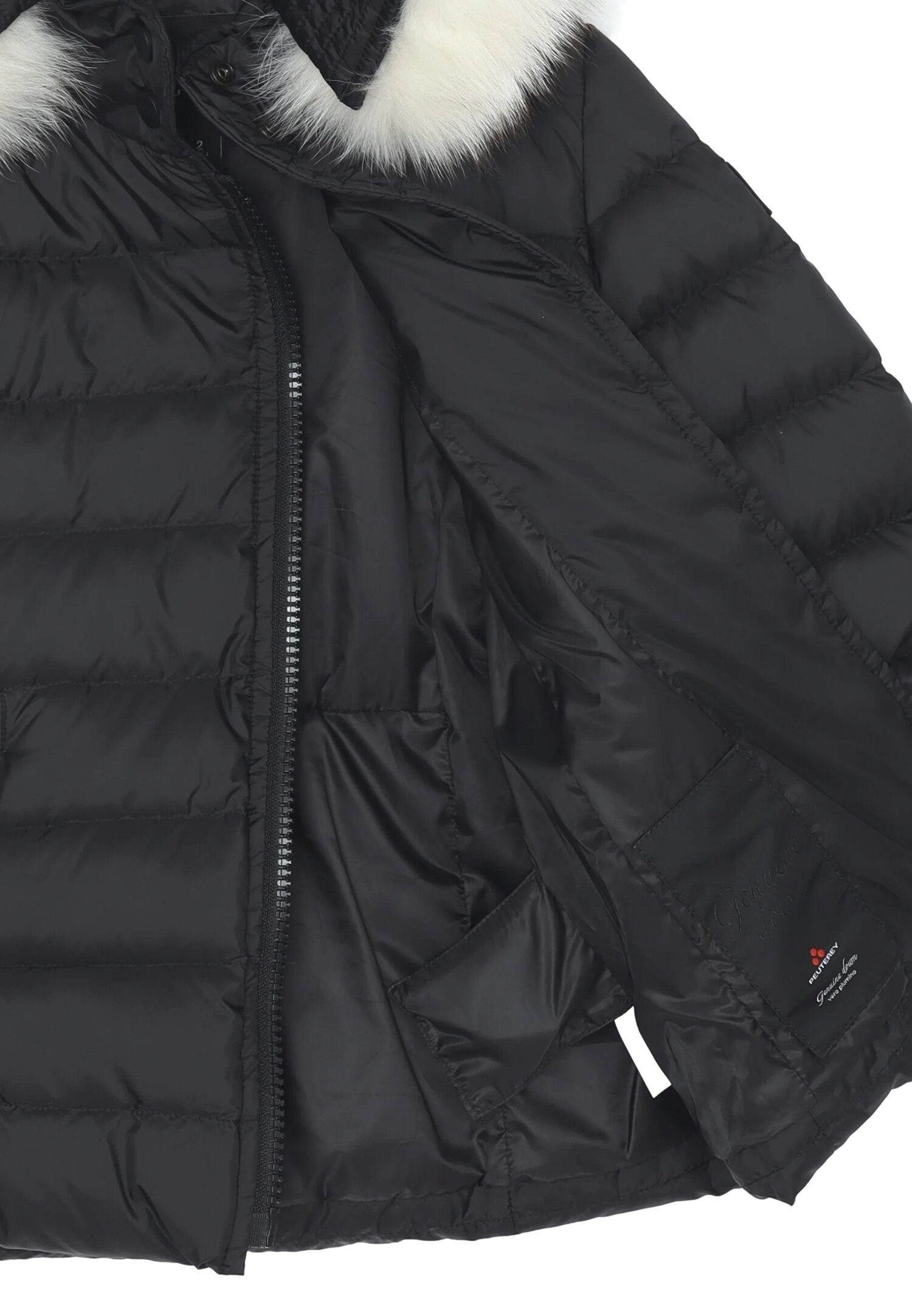 Peuterey piumino lungo neonata nero con cappuccio e bordo pelliccia