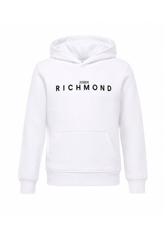 John Richmond Tuta BIANCA con cappuccio E LOGO GOMMATO A CONTRASTO Bambini e ragazzi rba26007cf.bia_