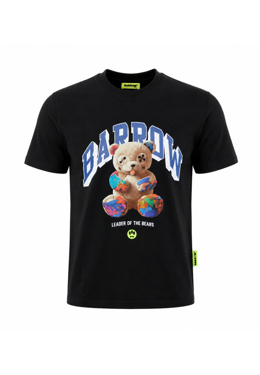 BARROW T SHIRT NERA A MEZZE MANICHE CON STAMPA ORSO Bambini e ragazzi F6BKJUTH027.NE_
