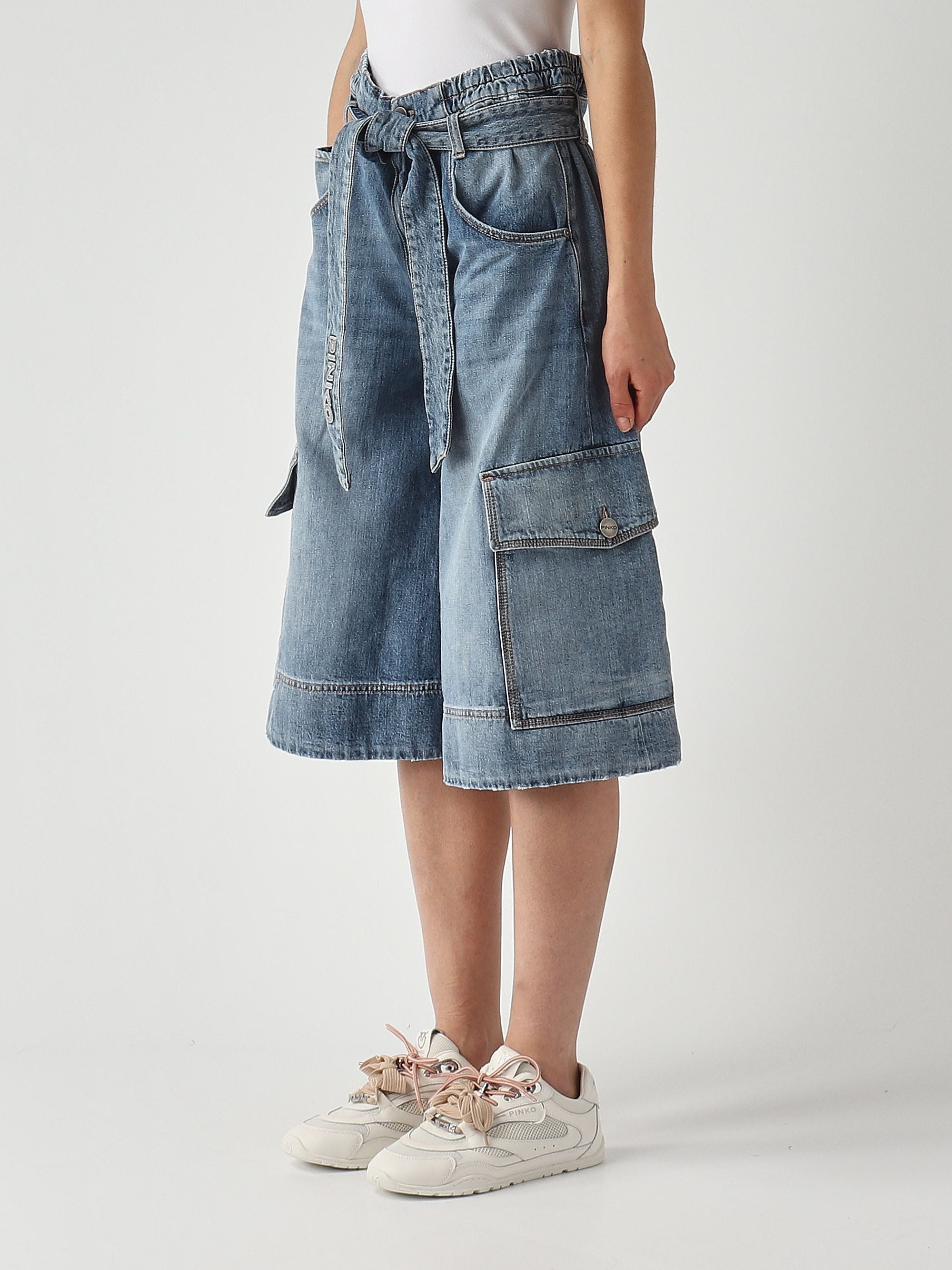 Pinko Bermuda donna Blonde in denim di cotone