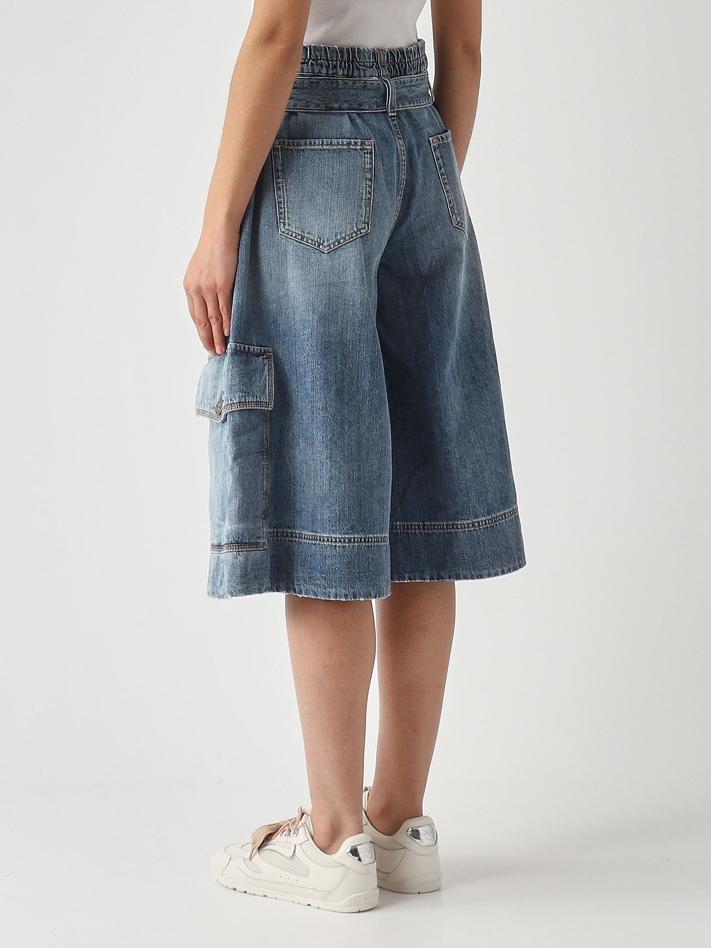 Pinko Bermuda donna Blonde in denim di cotone