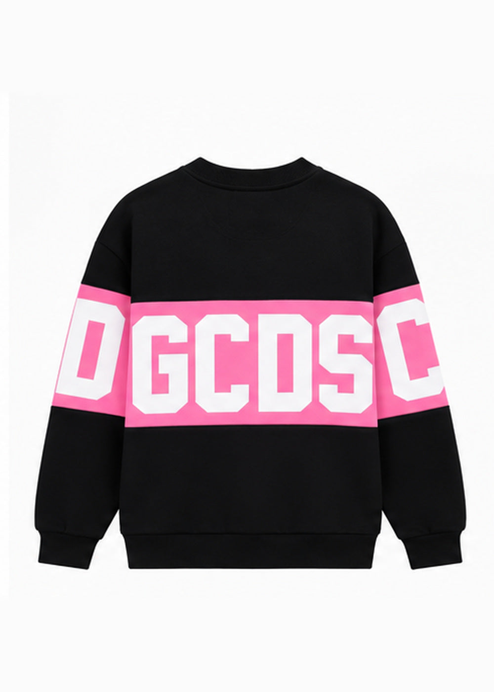 GCDS Felpa Nera e Rosa Bambina Maxi Logo Girocollo AI26Z0GJQE584F004