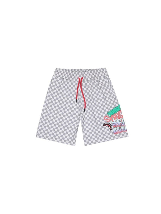 Sprayground short kids/junior damier bianco con grafica murales