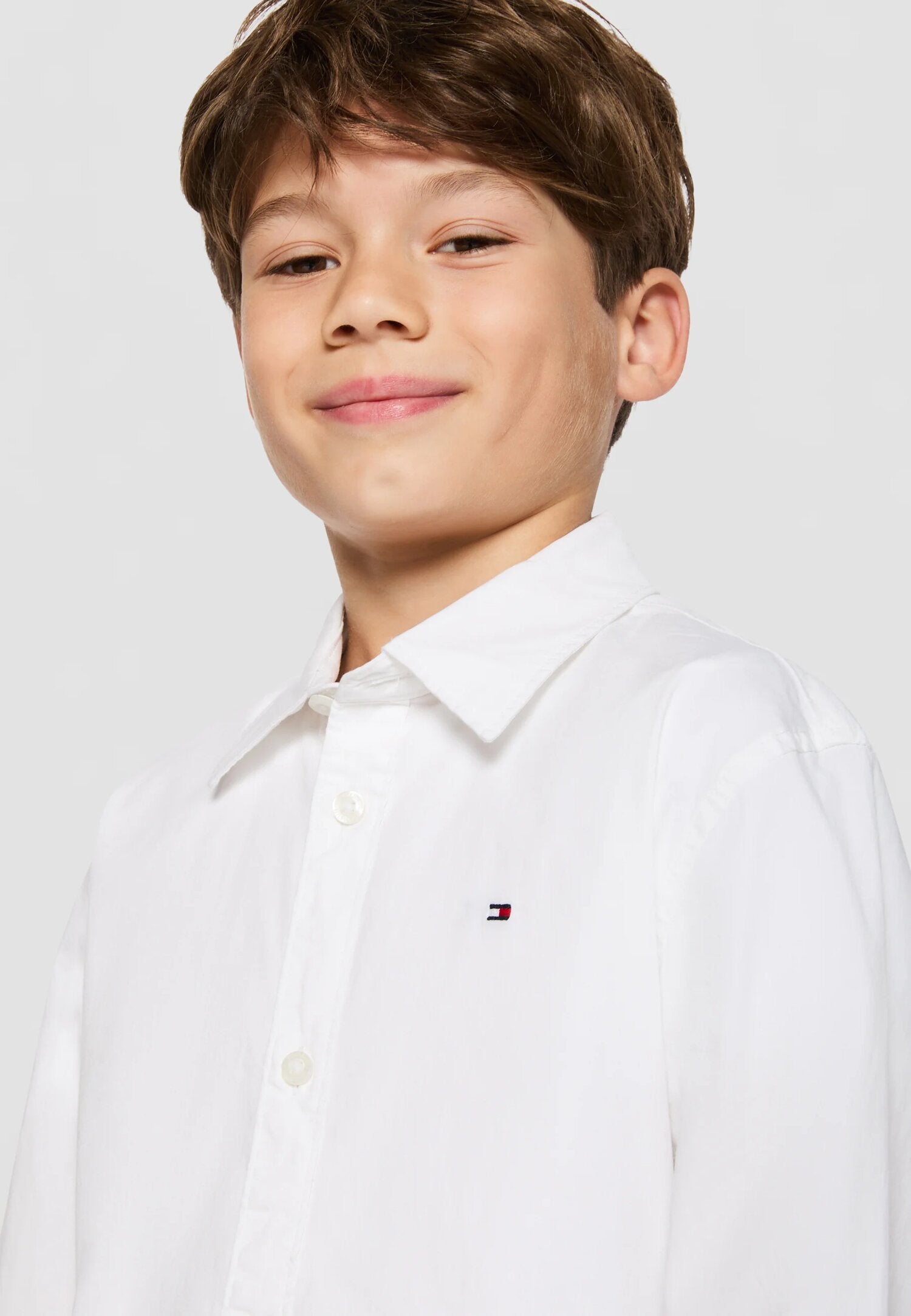 Tommy Hilfiger Camicia Bianca Ragazzo In Cotone Con Bottoni Elegante PE26