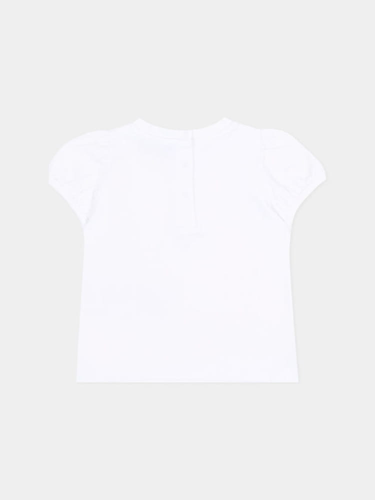 Moschino t-shirt infant in cotone bianco con logo cuore teddy Bambina