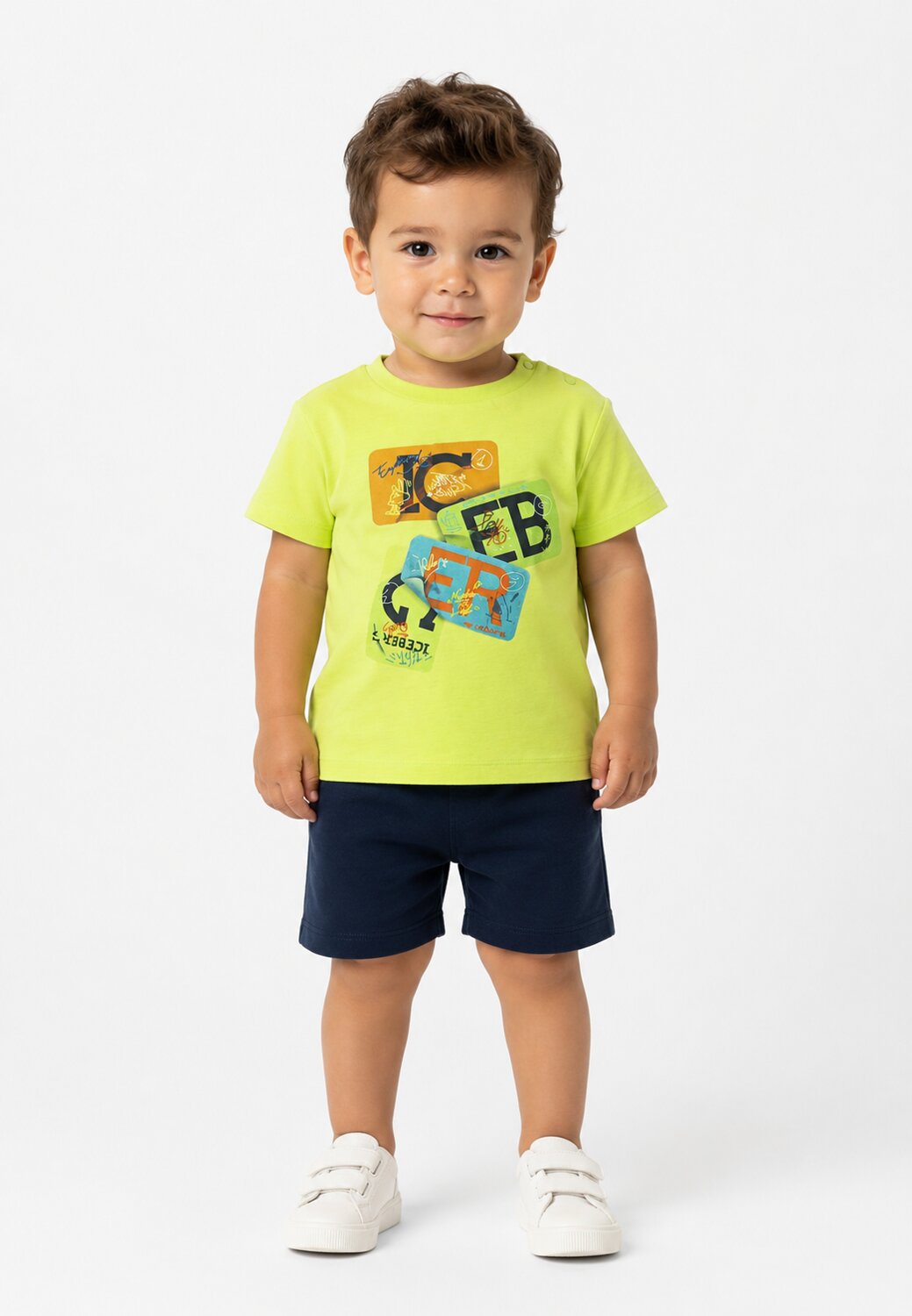 Icebergs Tshirt Verde Lime Con Stampa Colorata Neonato TSICE6108B_
