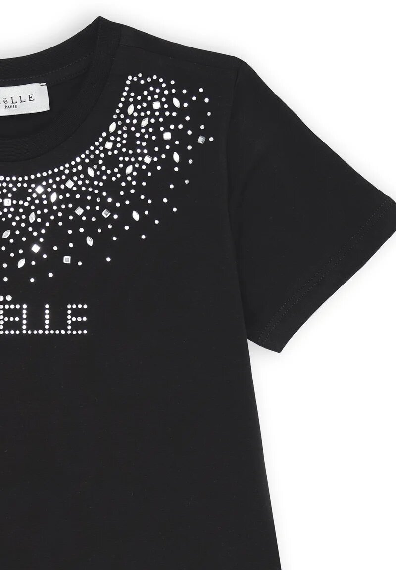T-shirt Gaelle Paris nera con strass, bambina e ragazza - NERO | CammarataMode
