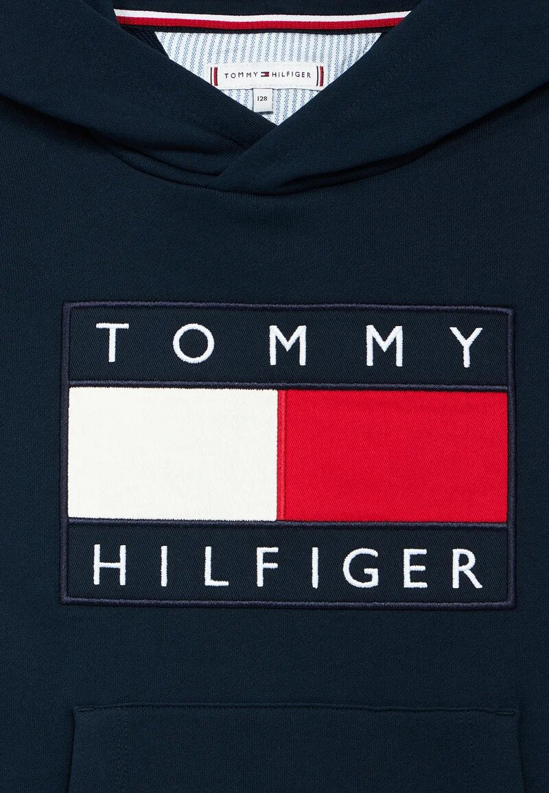 Tommy Hilfiger Felpa Blu Bambino Con Cappuccio Quotidiano In Cotone KS0KS0070