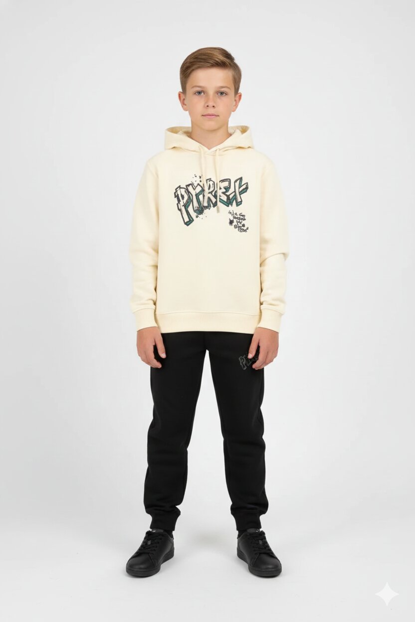 Pyrex Tuta Bambino Panna In Cotone Con Cappuccio Sportivo AI 25