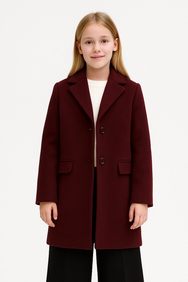 Kocca cappotto corto bordeaux bambina e ragazza elegante invernale