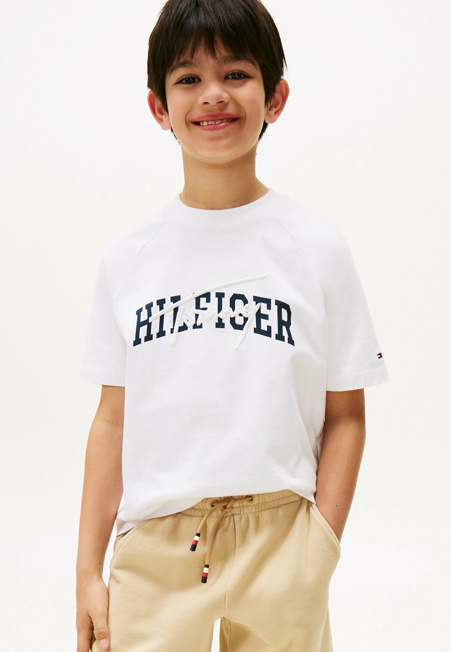TOMMY HILFIGER – T-shirt Bambino in Cotone con Logo Stampa Mista
