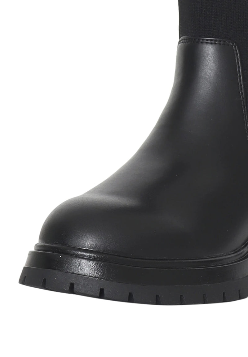Tommy Hilfiger stivali alti bambina neri inverno maglia gambale - NERO | CammarataMode