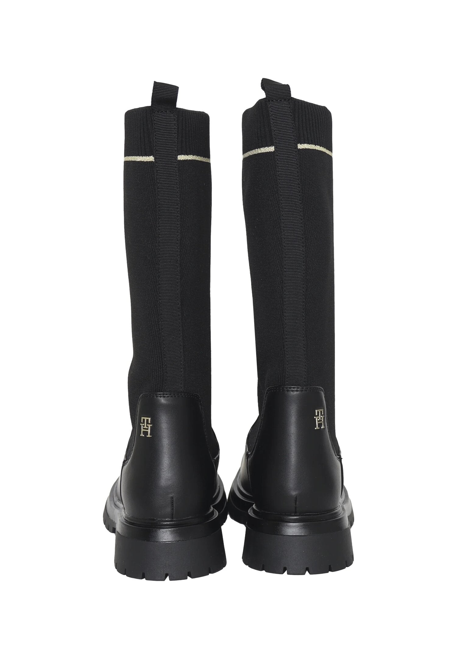 Tommy Hilfiger stivali alti bambina neri inverno maglia gambale