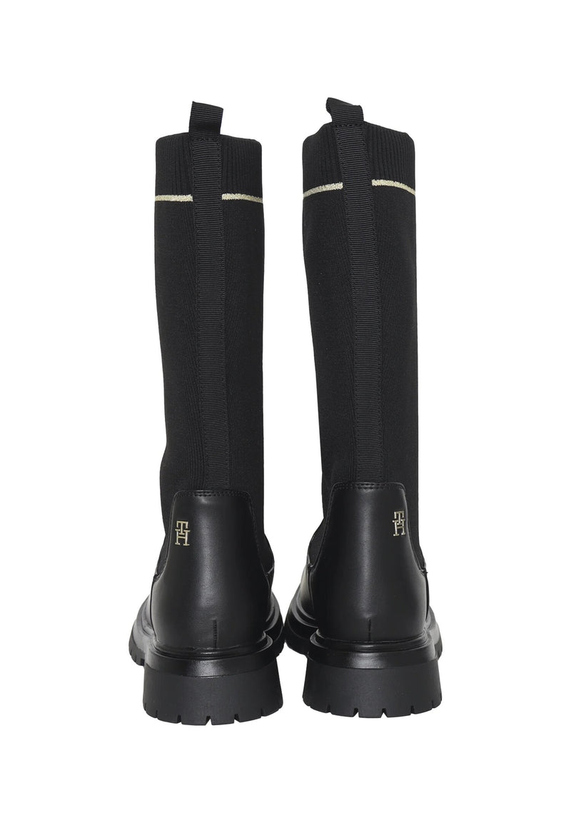 Tommy Hilfiger stivali alti bambina neri inverno maglia gambale - NERO | CammarataMode