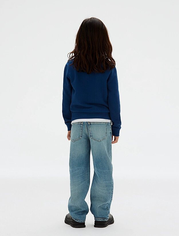 Calvin Klein Felpa Blu Bambino In Cotone Girocollo Quotidiano AI25