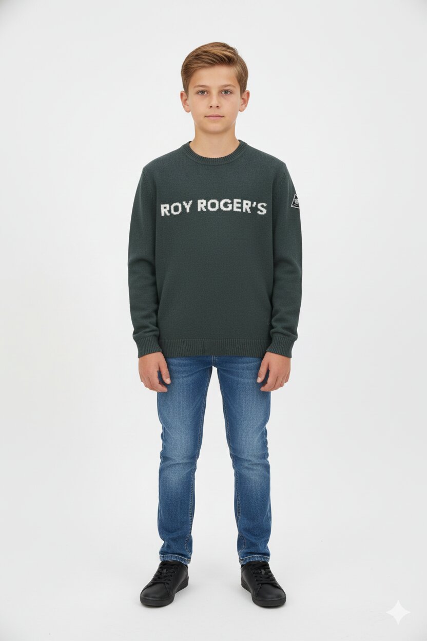 Roy Rogers maglione bambino e ragazzo verde cotone e lana logo