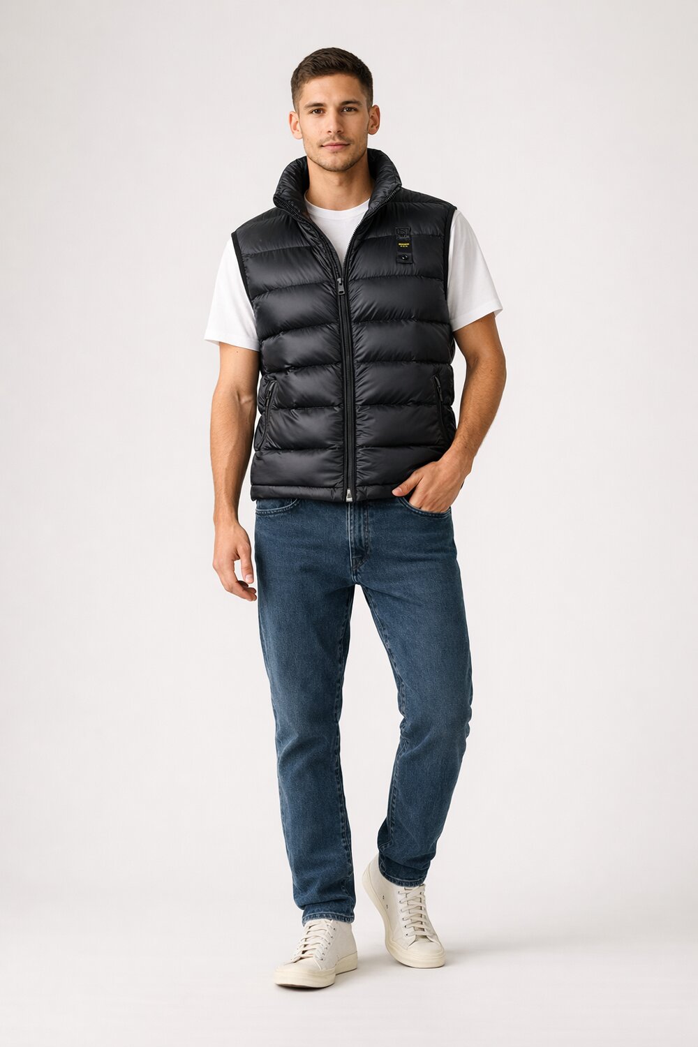 Blauer Usa Gilet Imbottito Nero Uomo Collo Alto 747371_