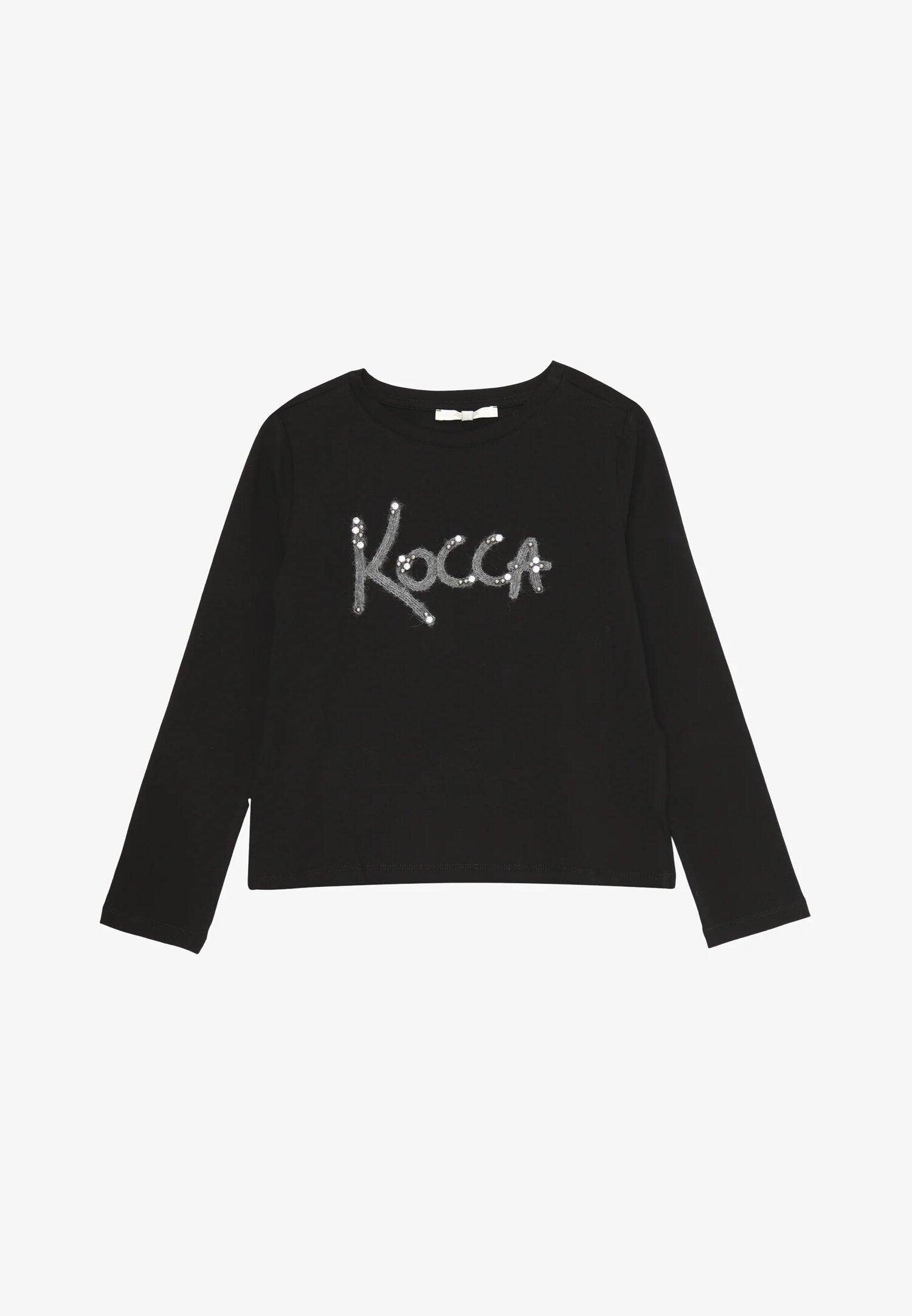 Kocca maglia maniche lunghe nera bambina e ragazza con logo | CammarataMode