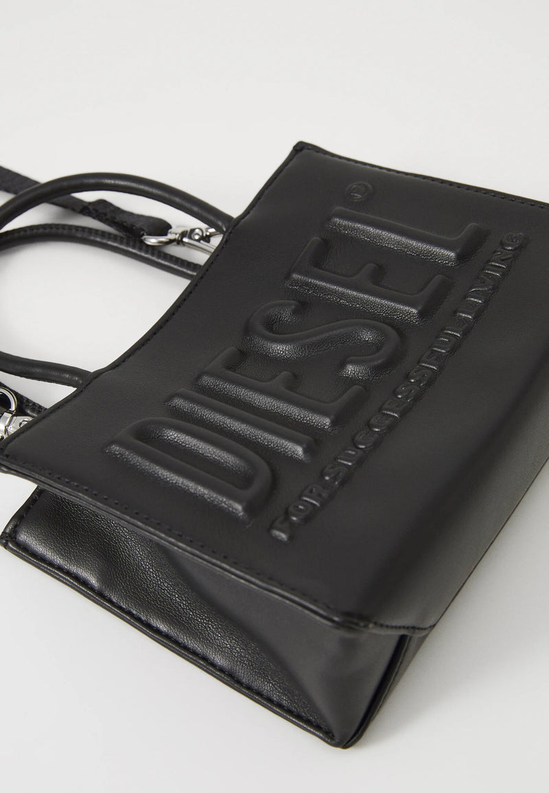 Diesel borsa donna a mano nera con tracolla rimovibile logo in rilievo - NERO | CammarataMode
