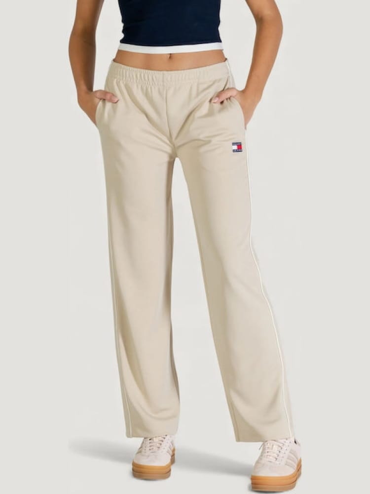 Tommy Jeans pantalone tuta beige donna mini logo