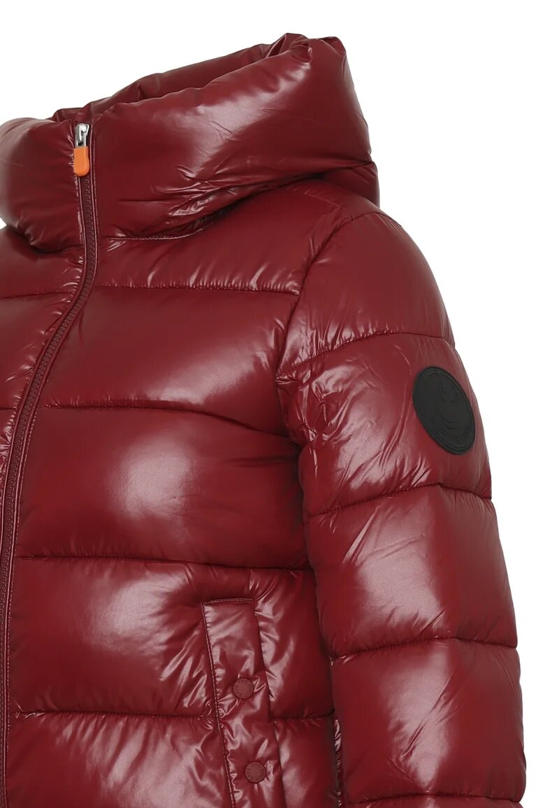 Save The Duck Giubbotto Bambina Bordeaux In Nylon Con Cappuccio Sportivo AI25