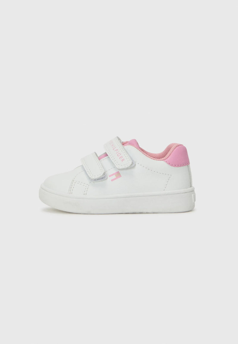 Tommy Hilfiger sneakers basse bambina bianche rosa velcro estive - BIANCO | CammarataMode