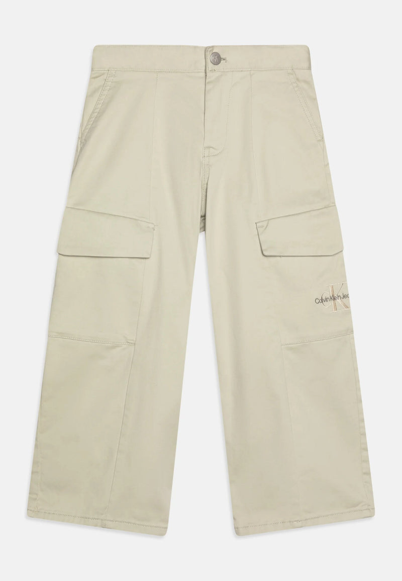 Calvin Klein Pantaloni Cargo Bambina Avorio Cotone Elastan Stile Casual - AVORIO | CammarataMode