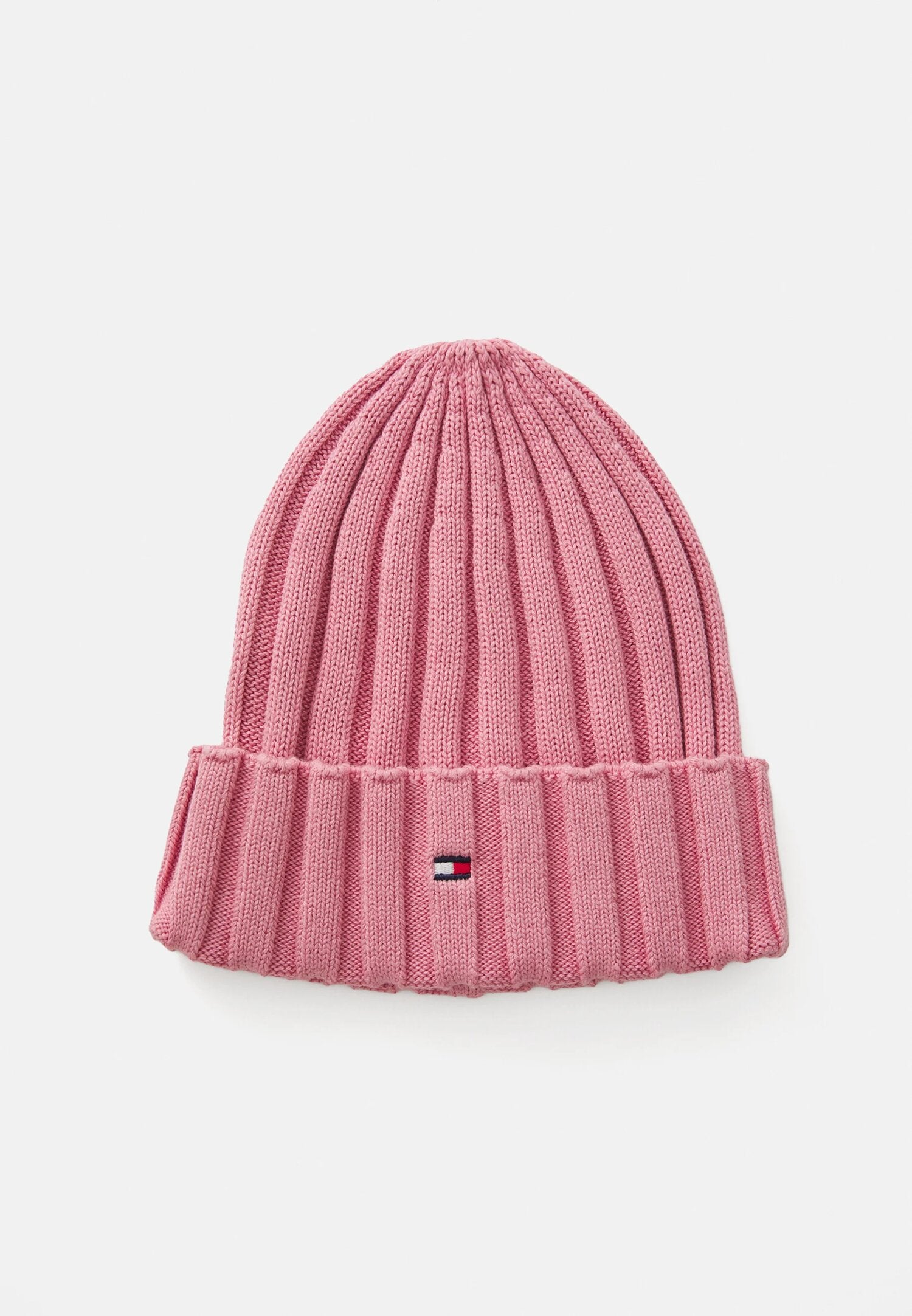 Tommy Hilfiger Cappello Rosa Bambina a Coste In Cotone Cuffia Quotidiano AI25