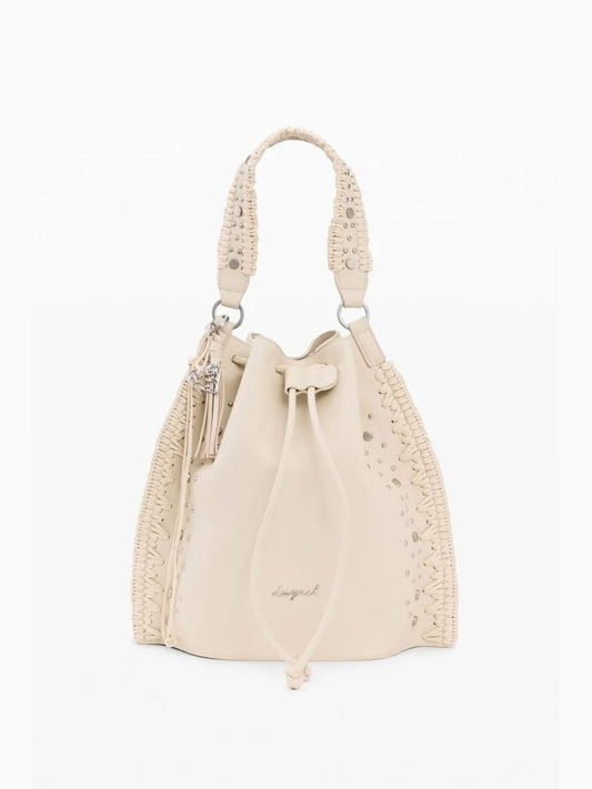 Desigual borsa zaino gallium harlan in ecopelle panna con borchie