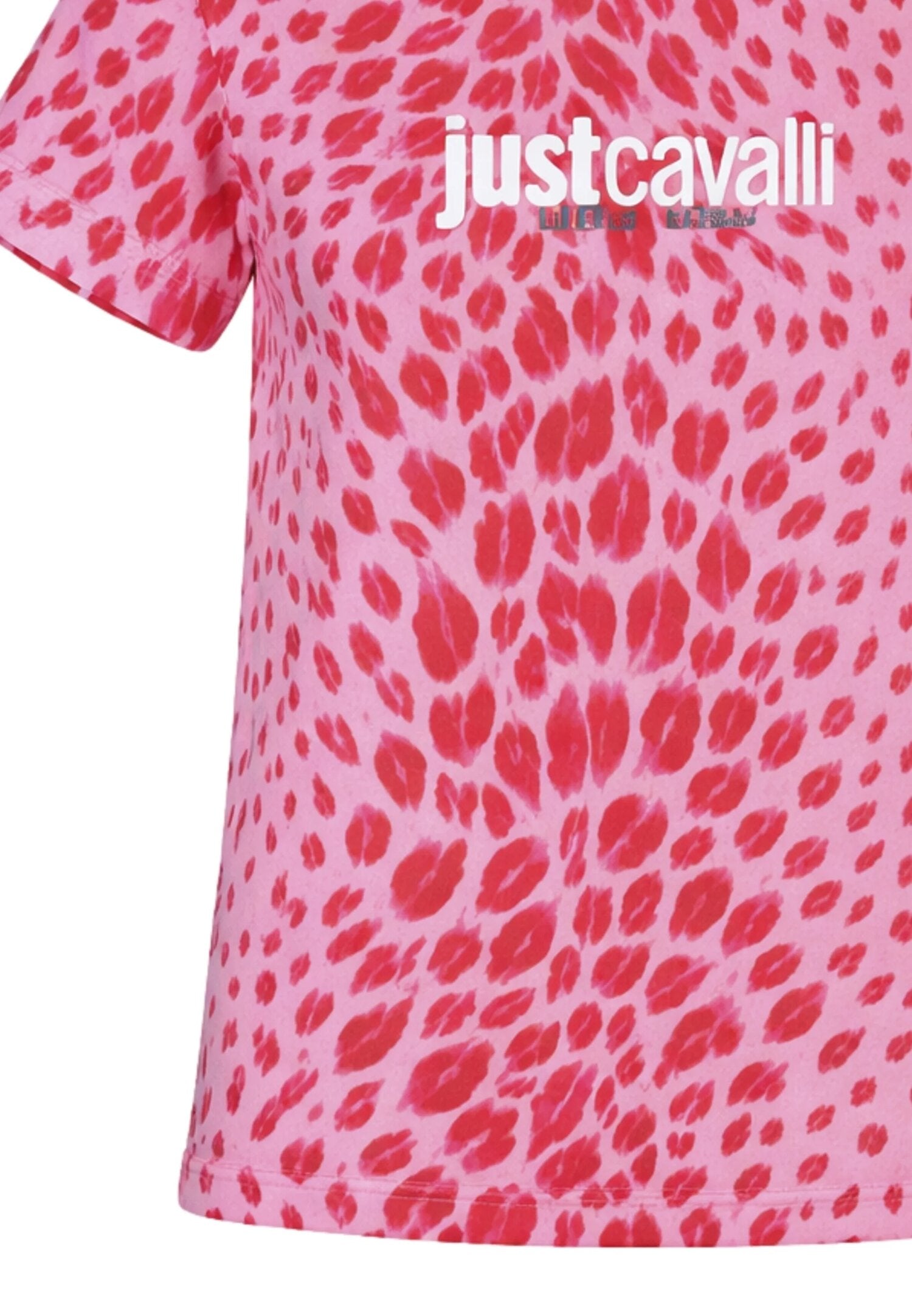 Just Cavalli Tshirt Rosa Fantasia Baci Bambina Maniche Corte - JGP26045TS_