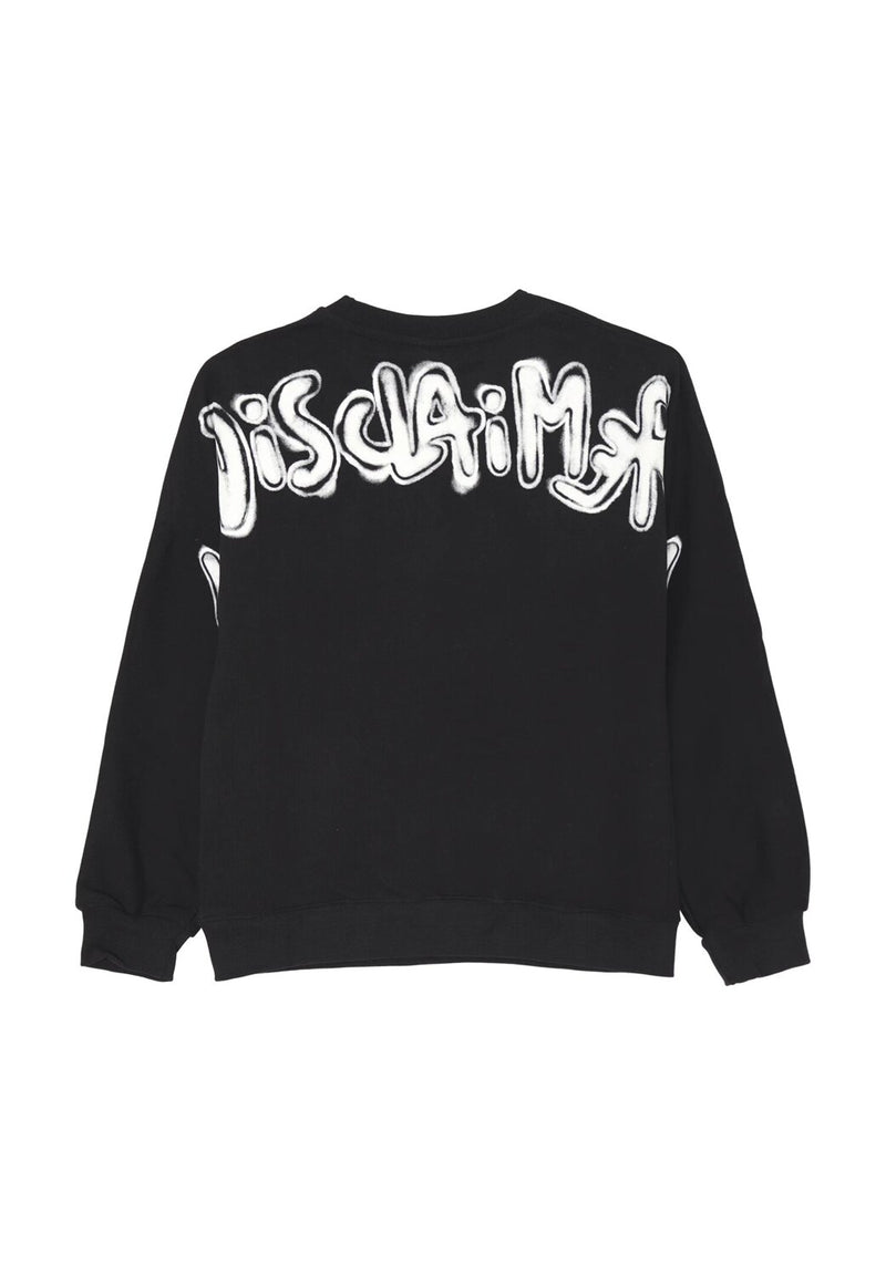 Disclaimer felpa bambino nera cotone inverno logo ricamato - NERO | CammarataMode