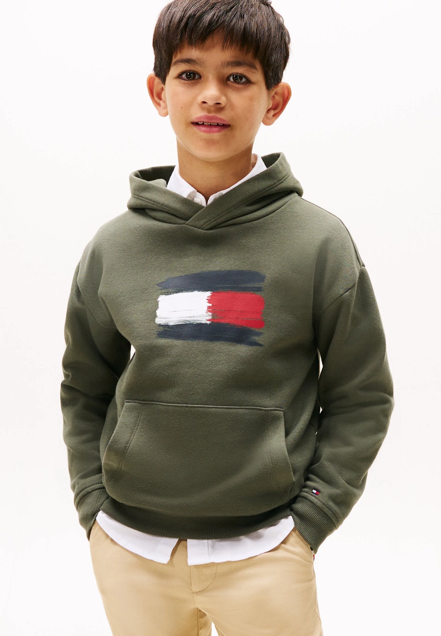 TOMMY HILFIGER – Felpa Bambino con Cappuccio e Logo FLAG
