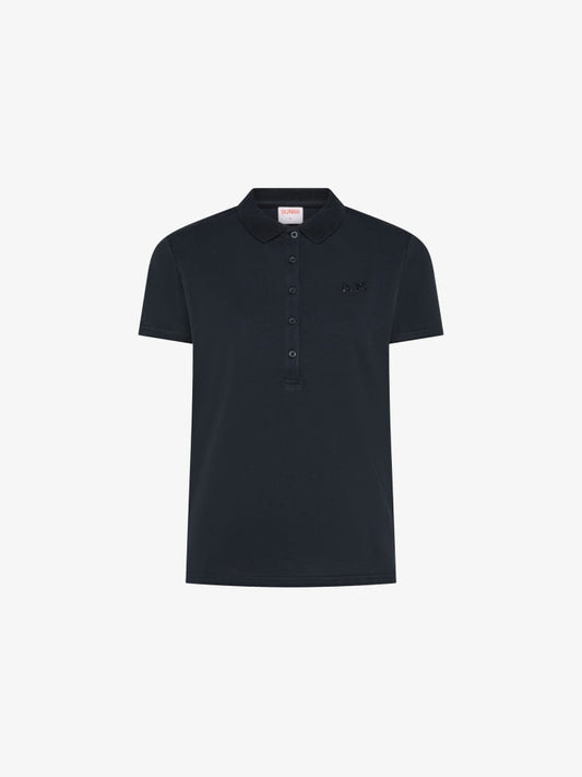 Sun68 polo blu navy donna logo con strass