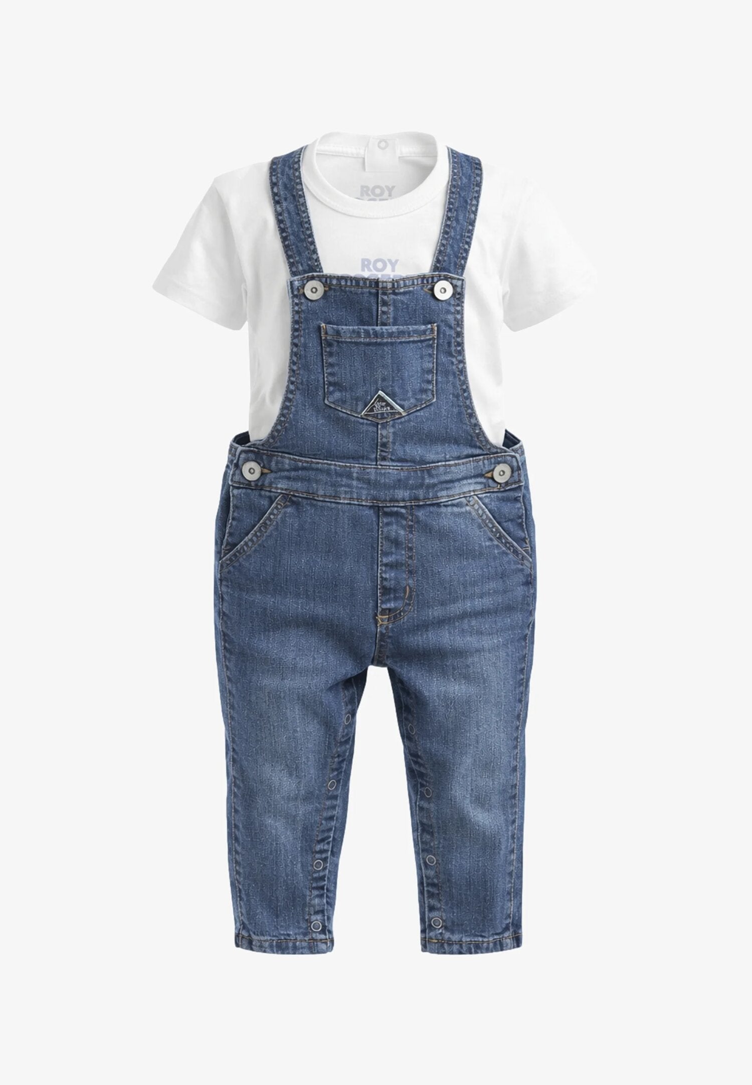 Roy Roger's Completo Bianco Neonato Maniche Corte Quotidiano In Denim RG201/K