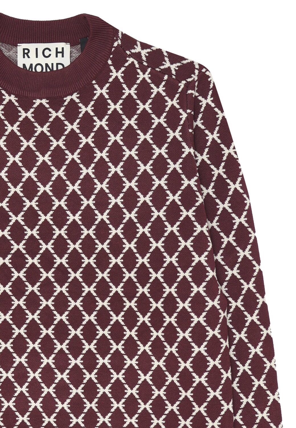 John Richmond maglione uomo berry lana rasata fantasia geometrica