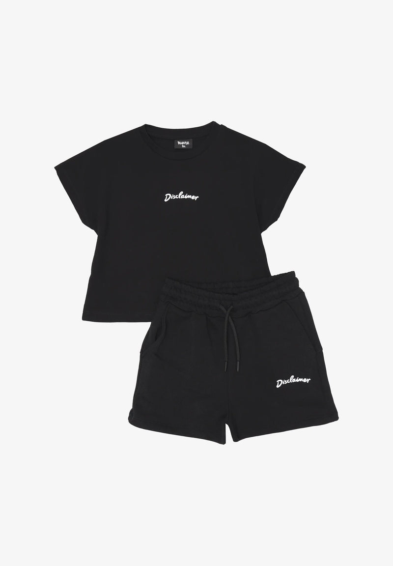Disclaimer Completo Bambina Nero 8-16 Anni Total Black Cotone Stile Minimal - NERO | CammarataMode