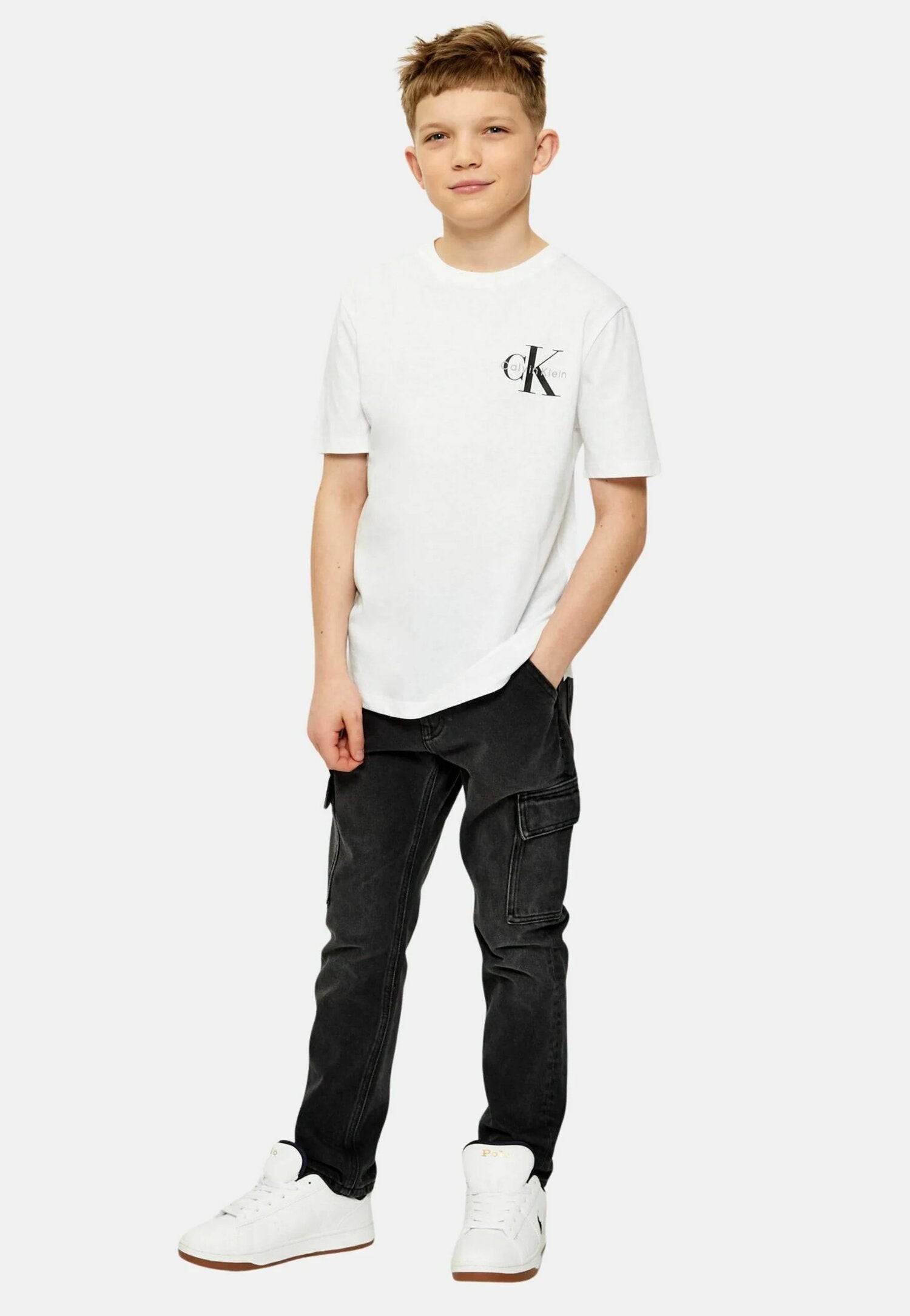Calvin Klein Tshirt Bianca Logo Piccolo Bambino Bambino LV1CKSJA32YAF_