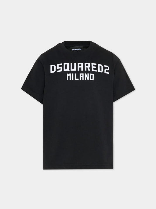 Dsquared t-shirt kids/junior con logo stampato sul petto in cotone nero Bambino