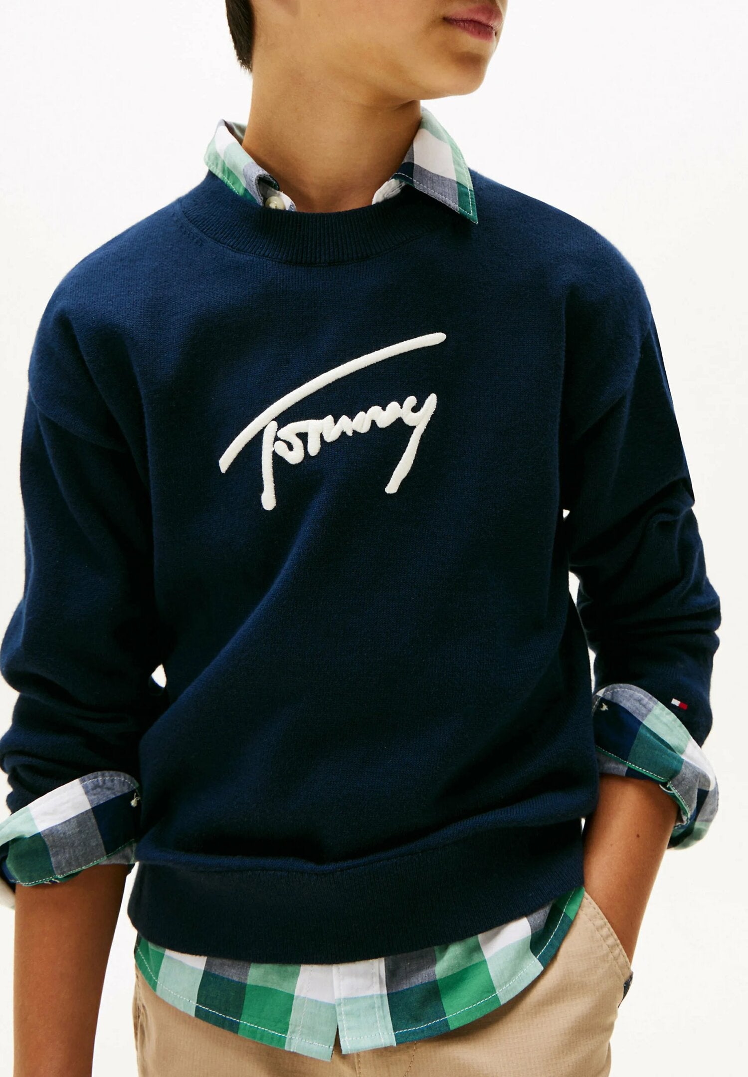 Tommy Hilfiger Felpa Neonato Varsity TH Signature - Blu Navy