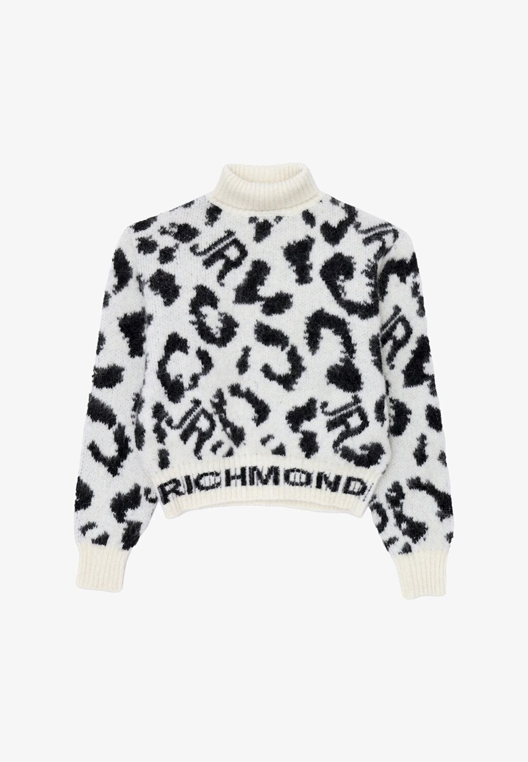 John Richmond Maglione Bambina Off-White – Lana Alpaca Fantasia Animalier