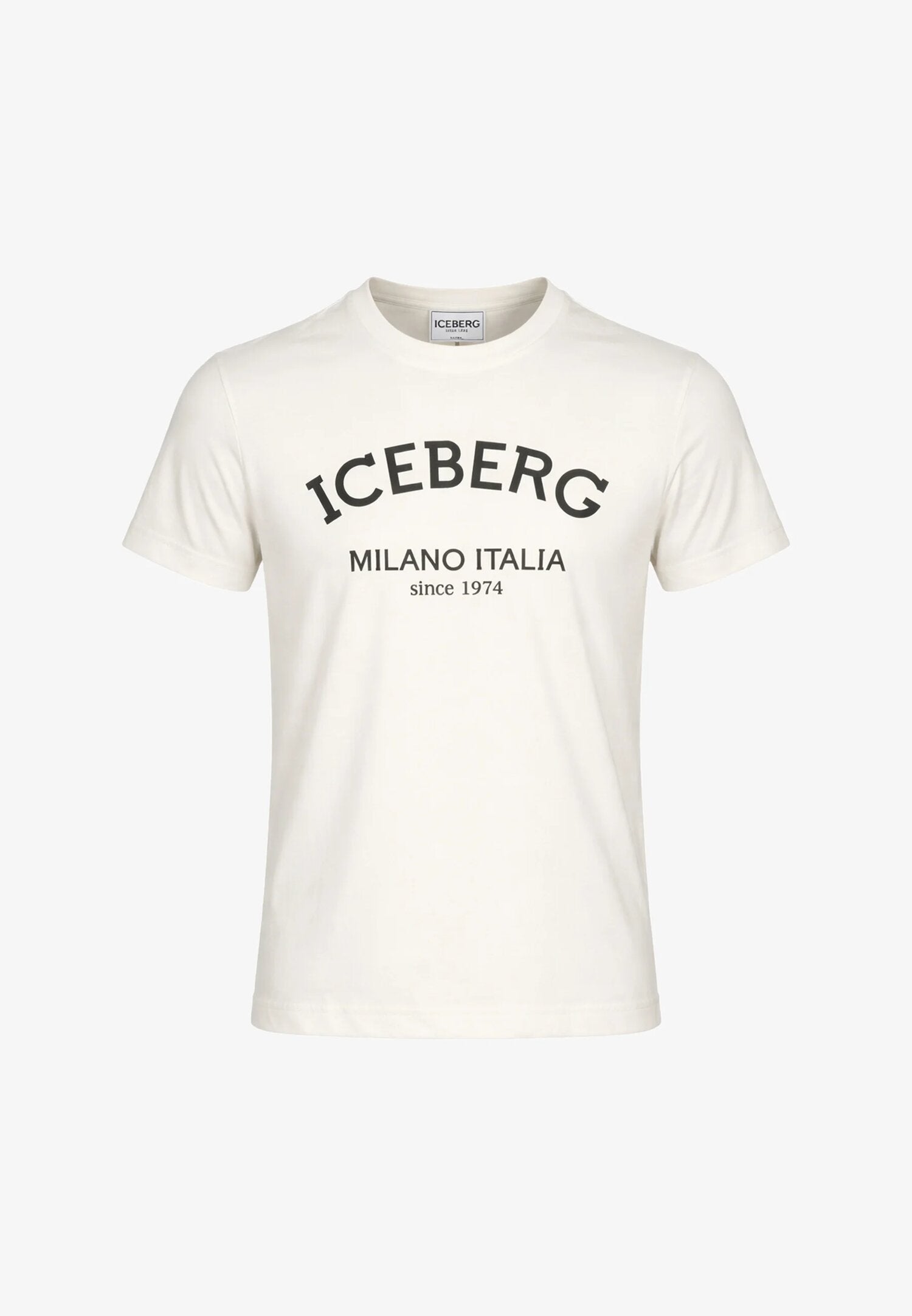 Icebergs Tshirt Panna Logo Gommato Nero Bambino TSICE6127J_