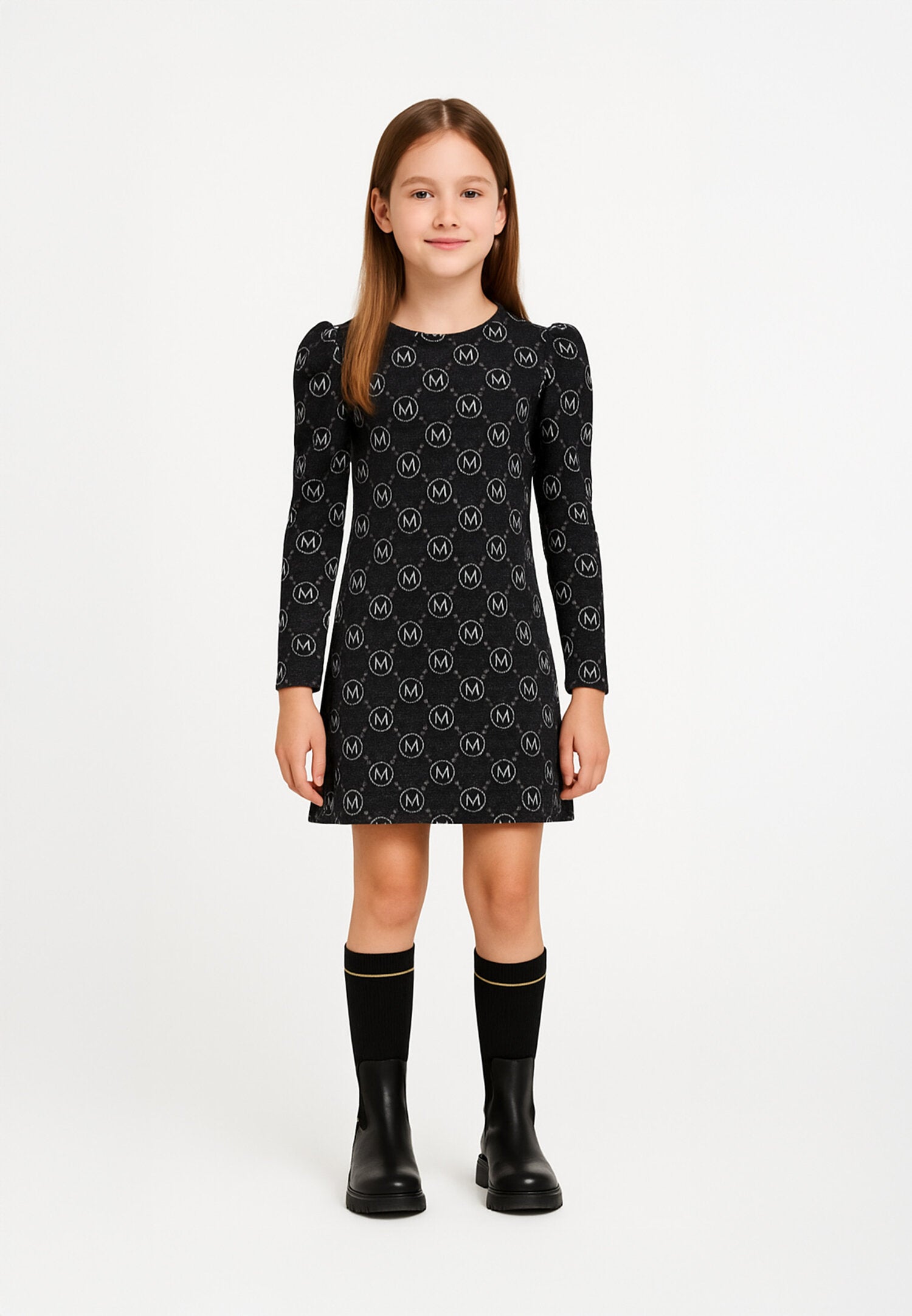 Marc Ellis Abitino Nero Bambina In Jersey Maniche Lunghe Elegante AI25