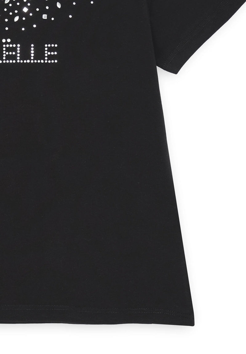 T-shirt Gaelle Paris nera con strass, bambina e ragazza - NERO | CammarataMode