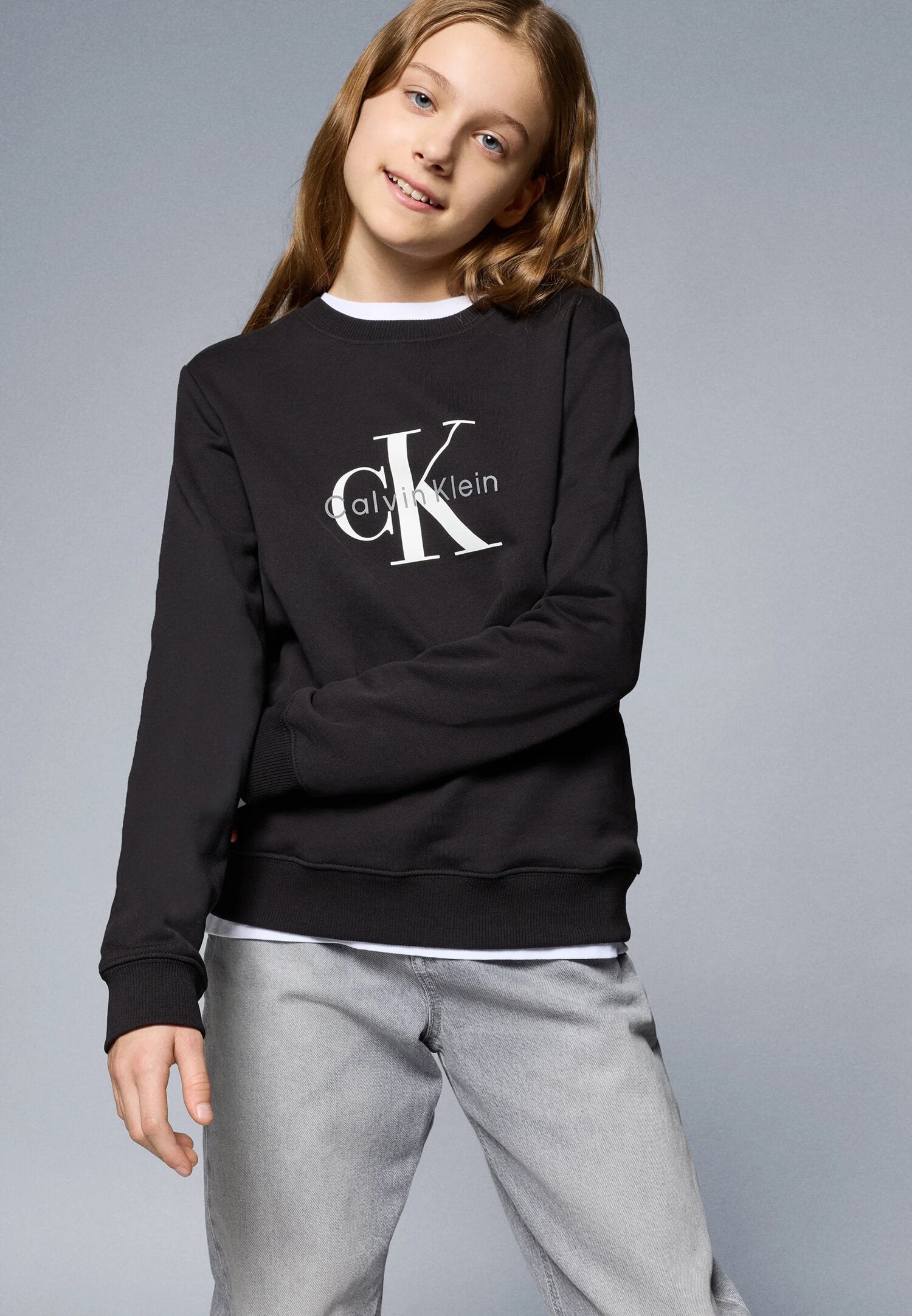 Calvin Klein Felpa Nero Bambino In Cotone Girocollo Sportivo PE26