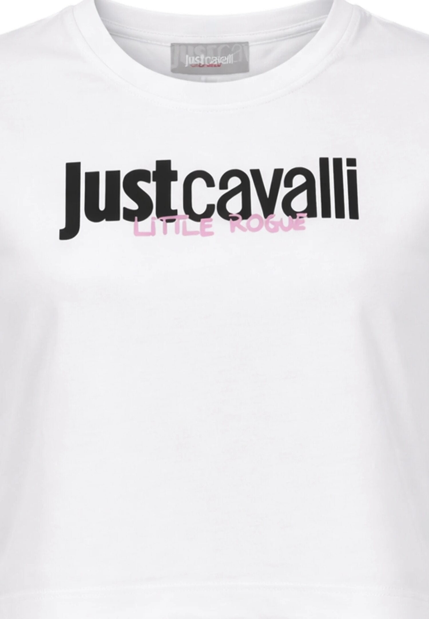 Just Cavalli Tshirt Bianca Logo Centrale Bambina Modello Crop - JGP26041TS_