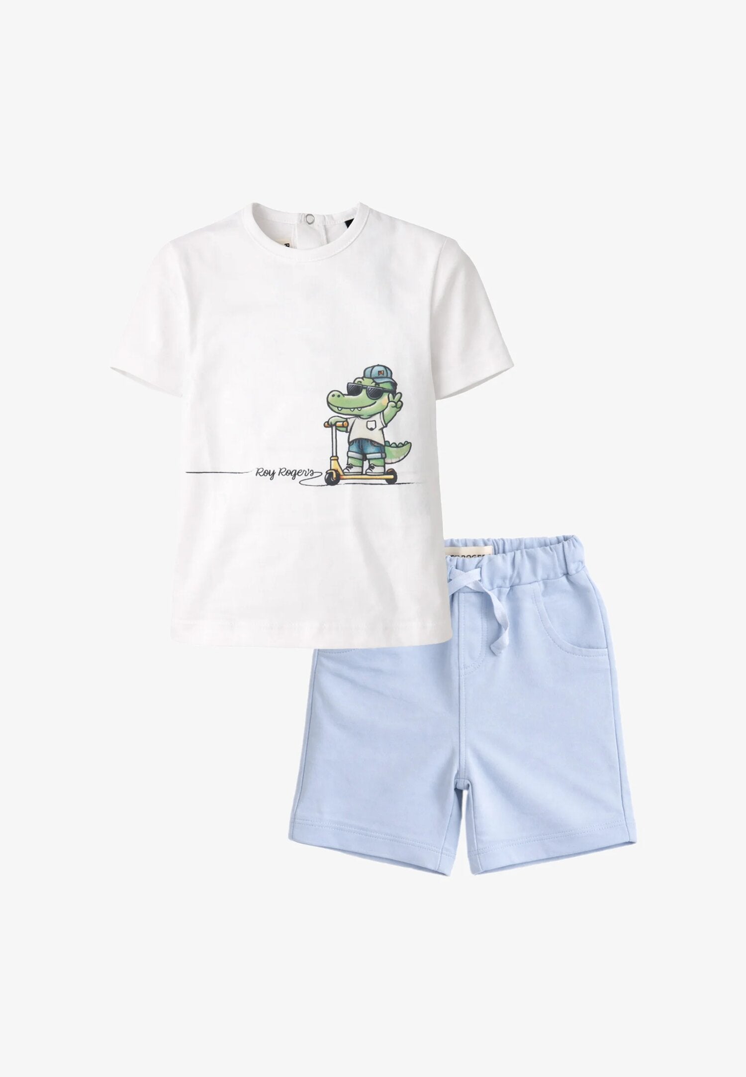 Roy Roger's Completo t-Shirt Bianca Bermuda Celeste Neonato RG189_
