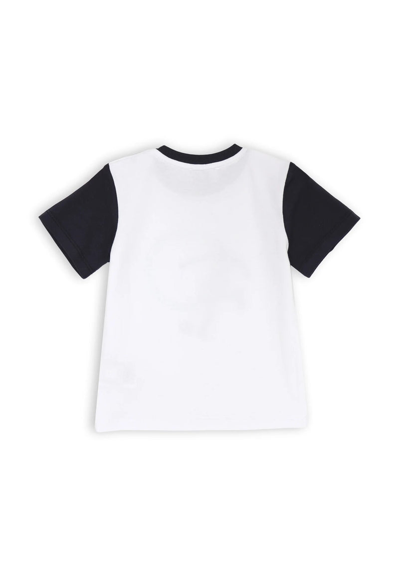 Bikkembergs set bambino t-shirt bianca e shorts blu cotone con stampa sportiva - BLU | CammarataMode